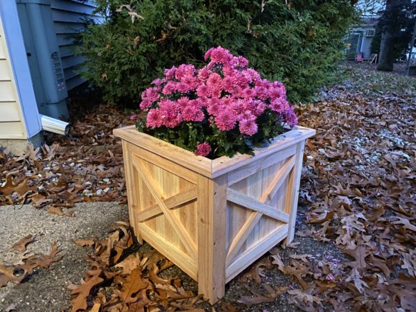 Cedar Planter with flowers